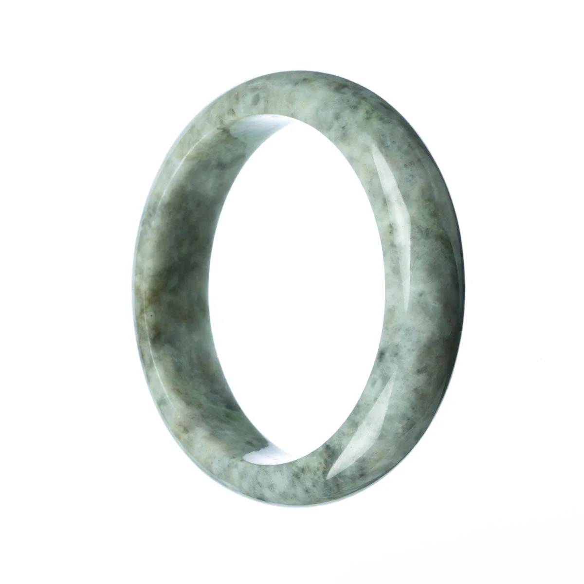 Authentic Grade A Grey Jadeite Jade Bangle - 59mm Half Moon