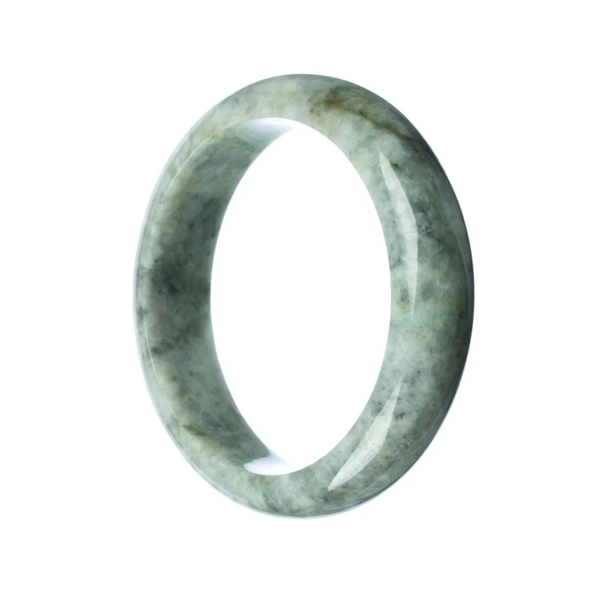 Authentic Grade A Grey Jadeite Jade Bangle - 59mm Half Moon - Image 2