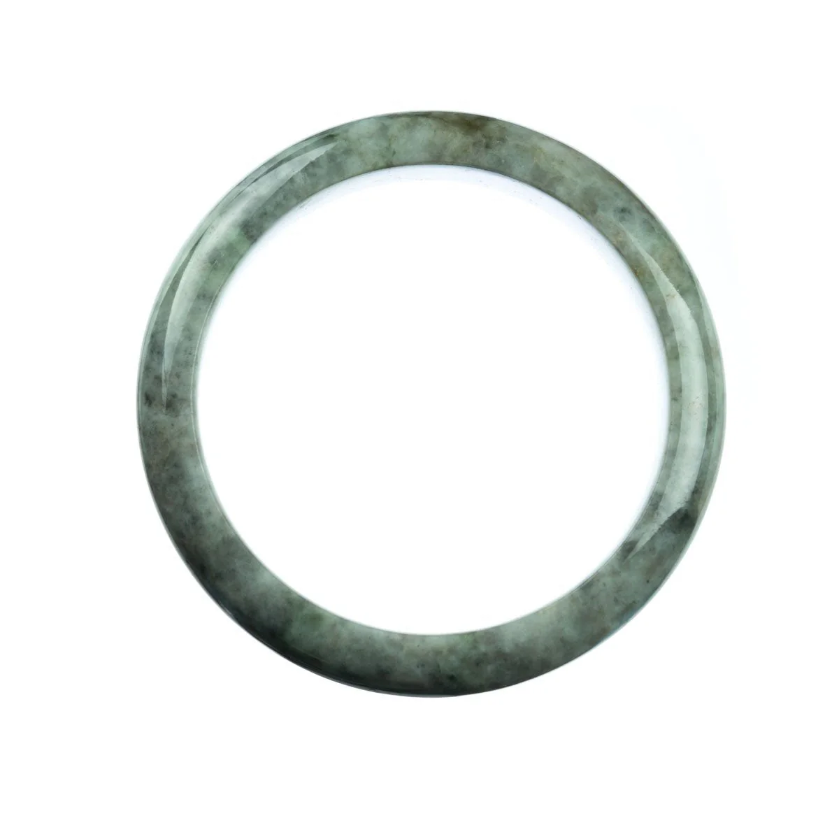 Authentic Grade A Grey Jadeite Jade Bangle - 59mm Half Moon - Image 3