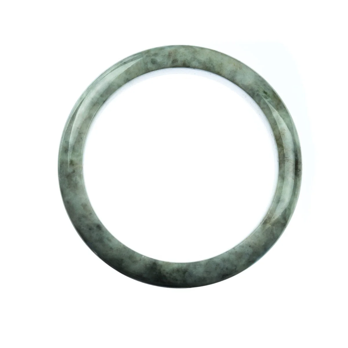 Authentic Grade A Grey Jadeite Jade Bangle - 59mm Half Moon - Image 4