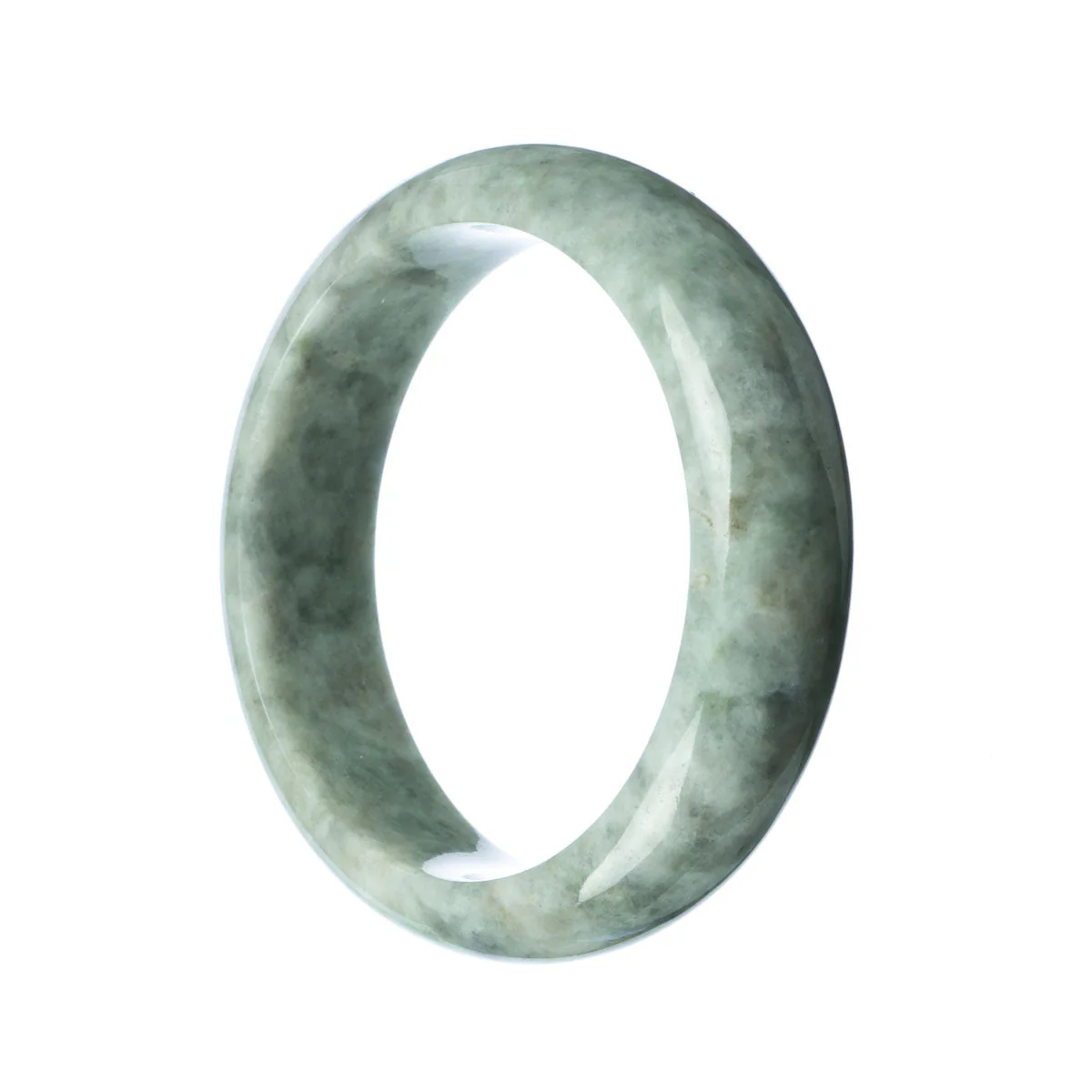 Genuine Type A Grey Burma Jade Bracelet - 63mm Half Moon