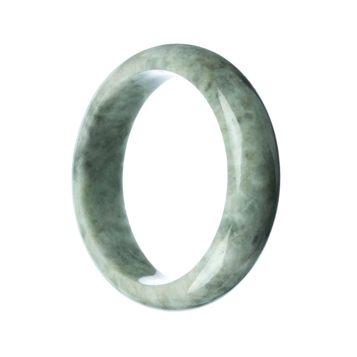 Genuine Type A Grey Burma Jade Bracelet - 63mm Half Moon - Image 2