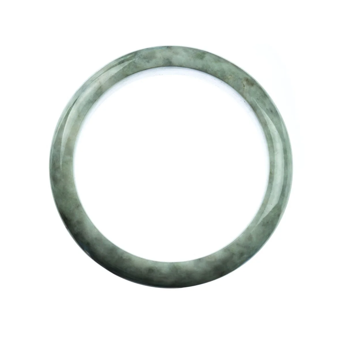 Genuine Type A Grey Burma Jade Bracelet - 63mm Half Moon - Image 3