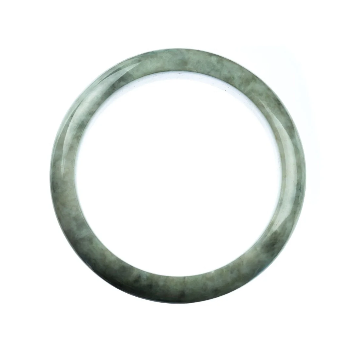Genuine Type A Grey Burma Jade Bracelet - 63mm Half Moon - Image 4