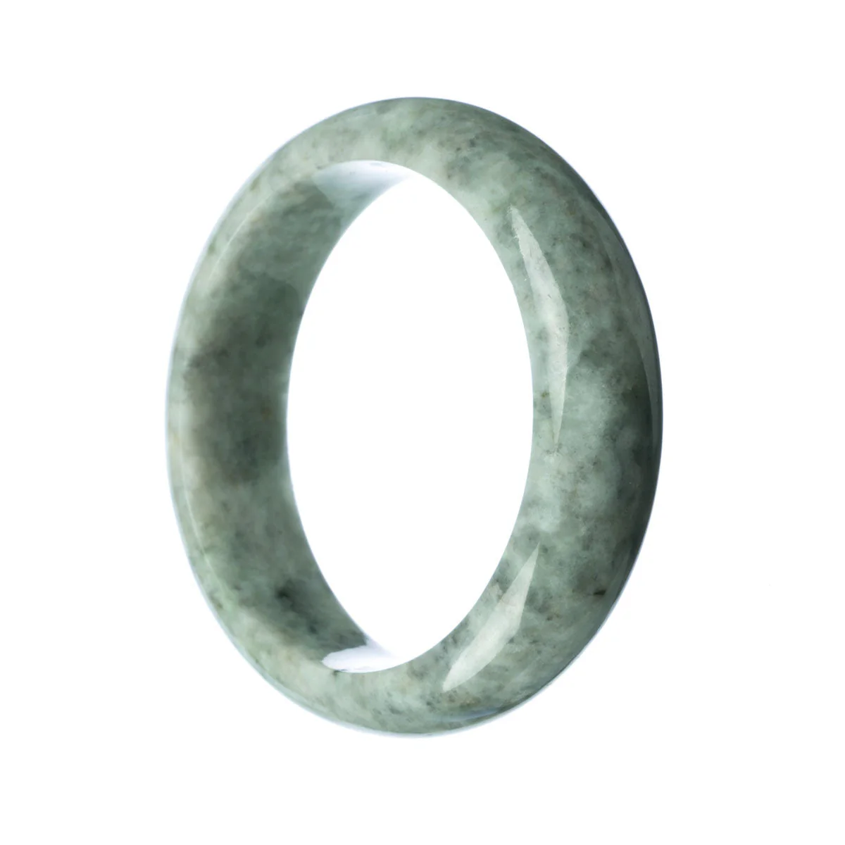 Genuine Grade A Grey Burmese Jade Bracelet - 62mm Half Moon