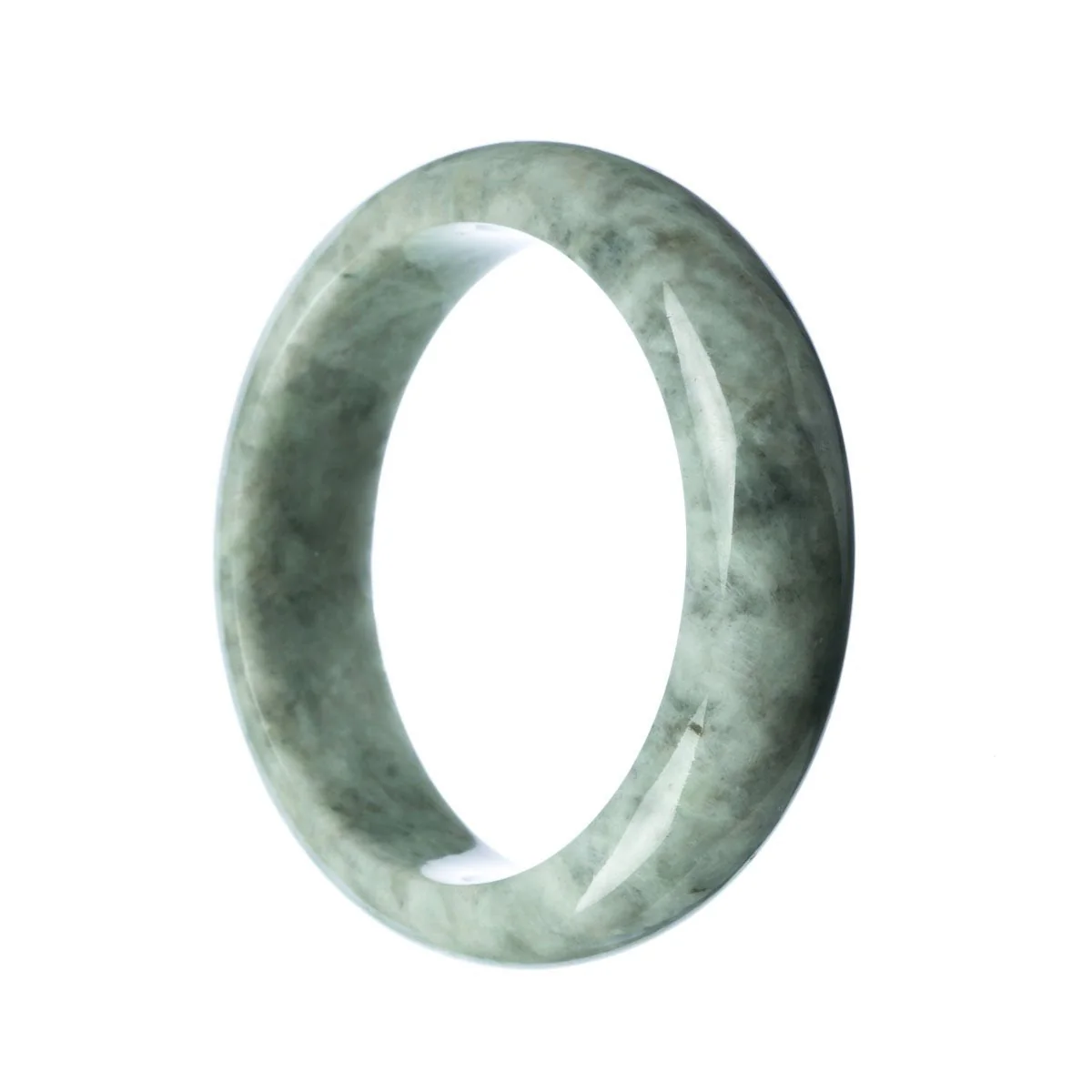 Genuine Grade A Grey Burmese Jade Bracelet - 62mm Half Moon - Image 2