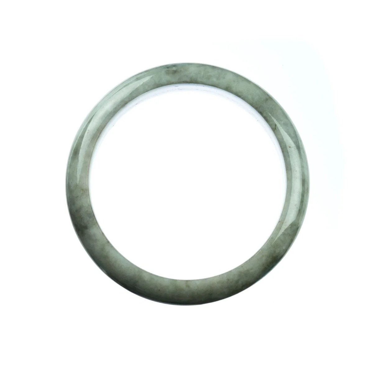Certified Grade A Grey Traditional Jade Bangle Bracelet - 59mm Half Moon - Image 4