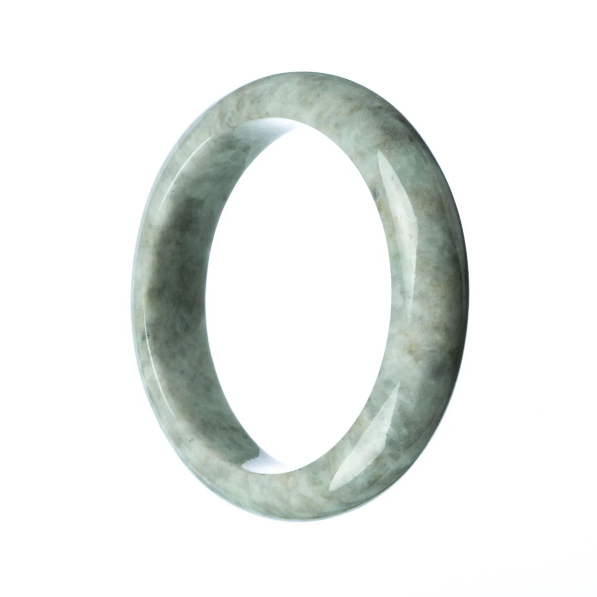 Certified Untreated Grey Jadeite Jade Bracelet - 62mm Half Moon