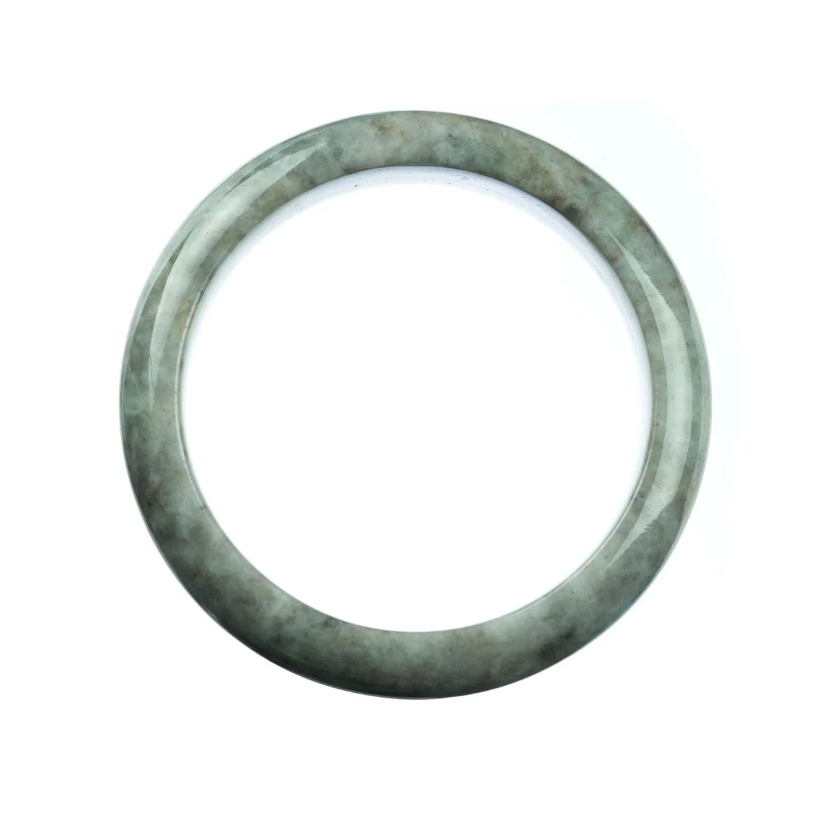 Certified Untreated Grey Jadeite Jade Bracelet - 62mm Half Moon - Image 4