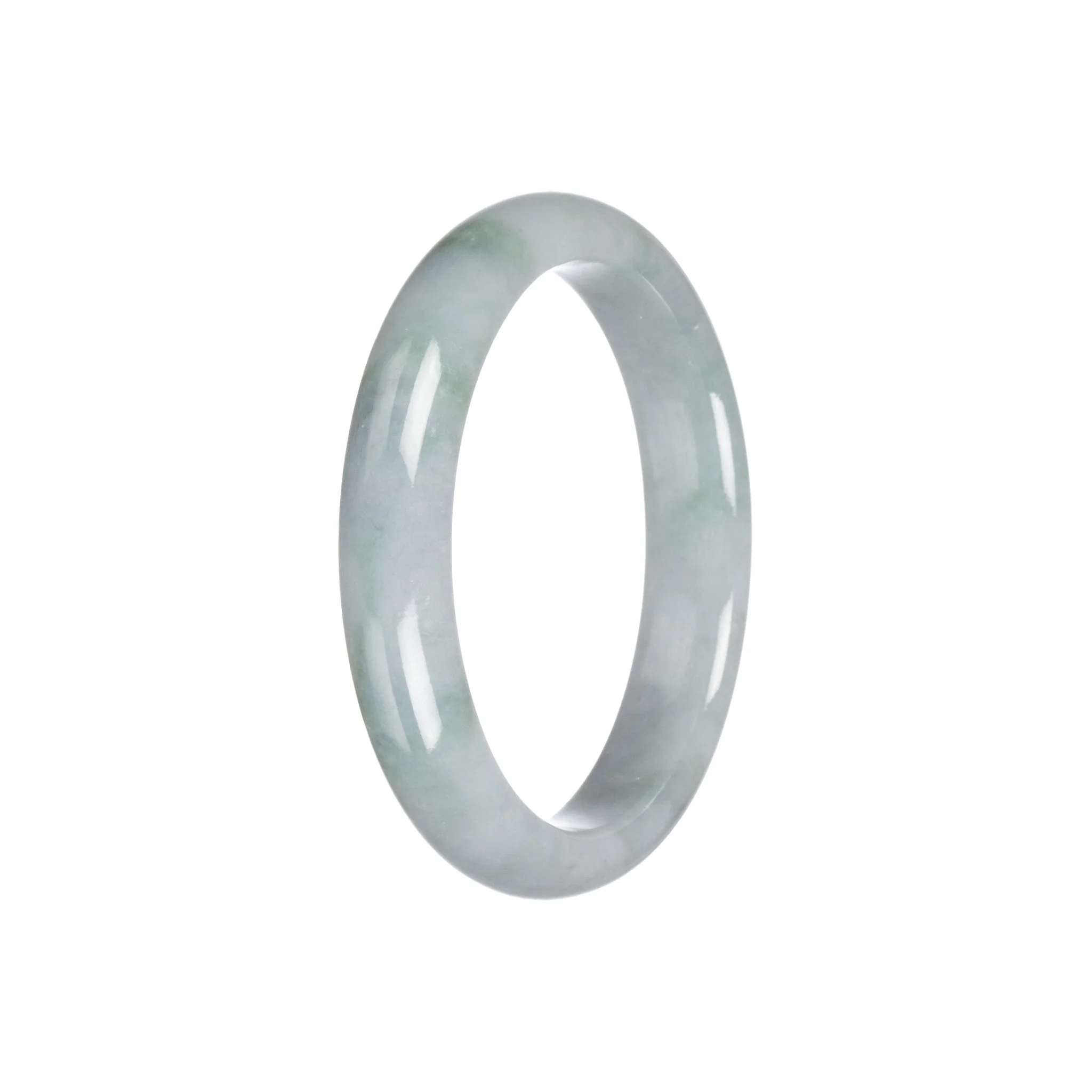 Genuine Type A Grey Jadeite Jade Bangle - 55mm Half Moon - Image 3