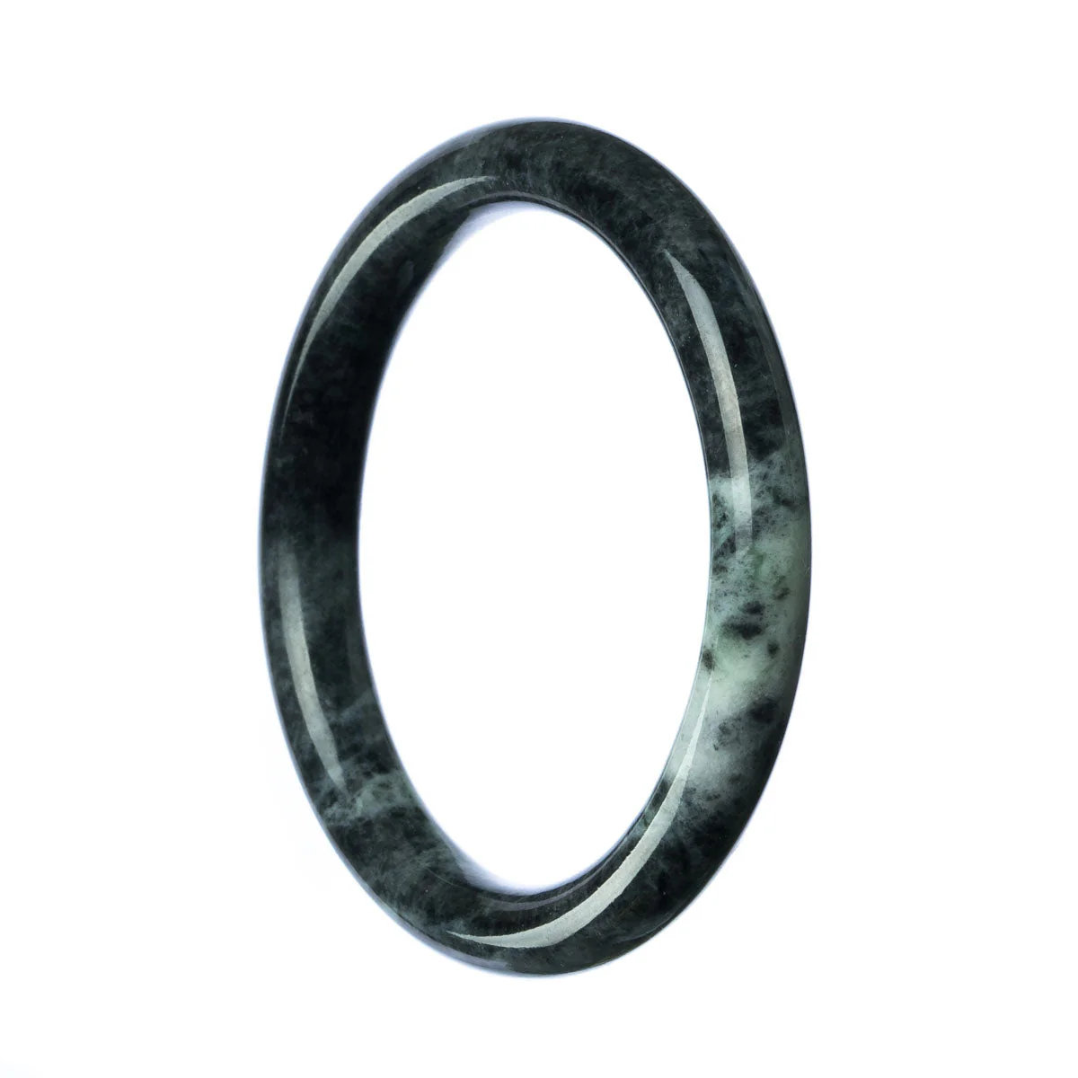 Genuine Grade A Grey Burma Jade Bangle Bracelet - 59mm Round