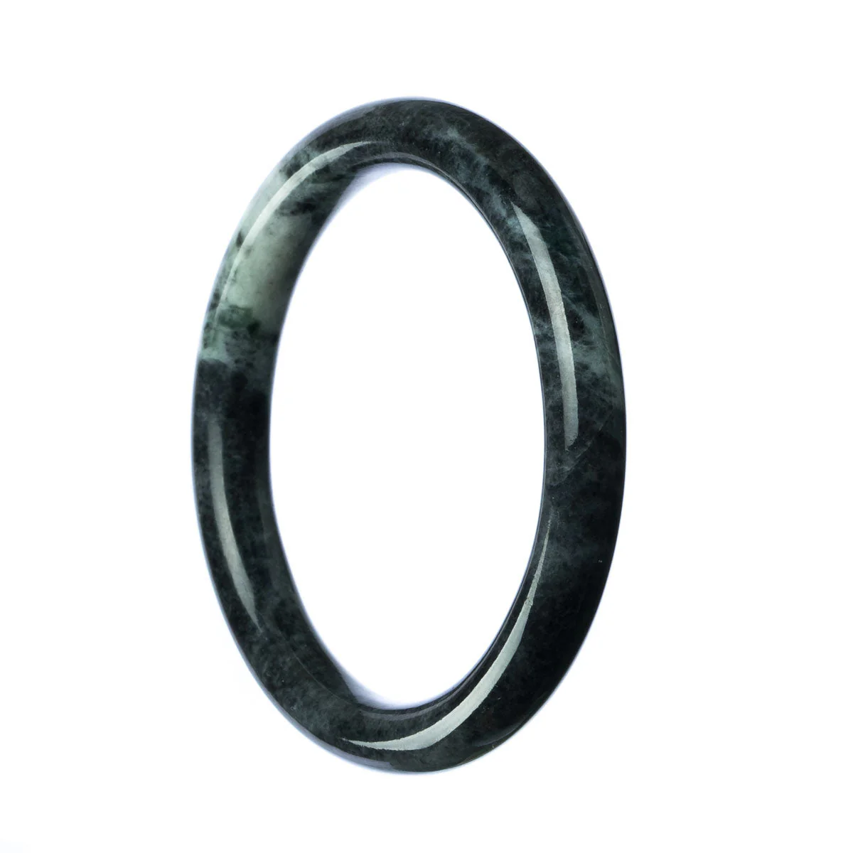 Genuine Grade A Grey Burma Jade Bangle Bracelet - 59mm Round - Image 2