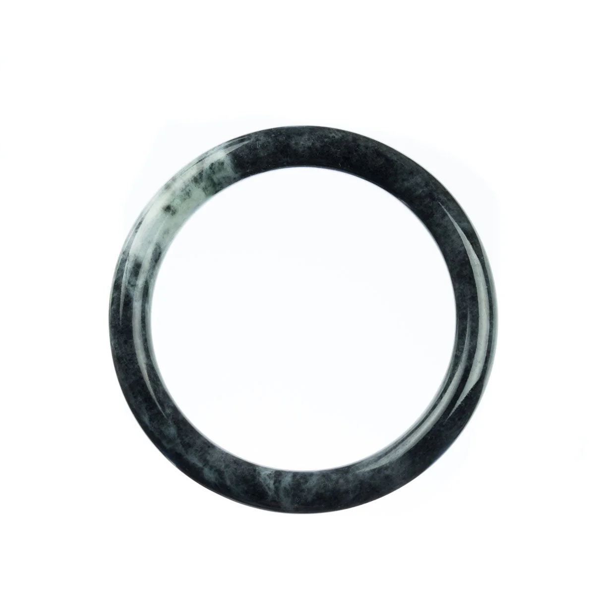 Genuine Grade A Grey Burma Jade Bangle Bracelet - 59mm Round - Image 3