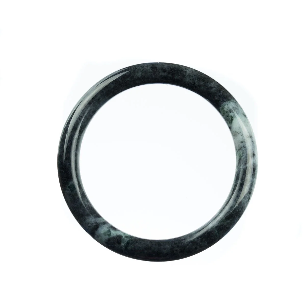 Genuine Grade A Grey Burma Jade Bangle Bracelet - 59mm Round - Image 4