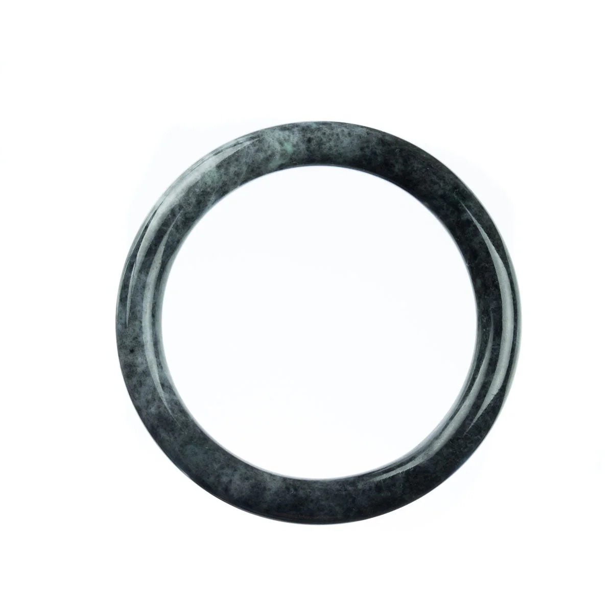 Genuine Type A Grey Burmese Jade Bangle Bracelet - 59mm Round - Image 3