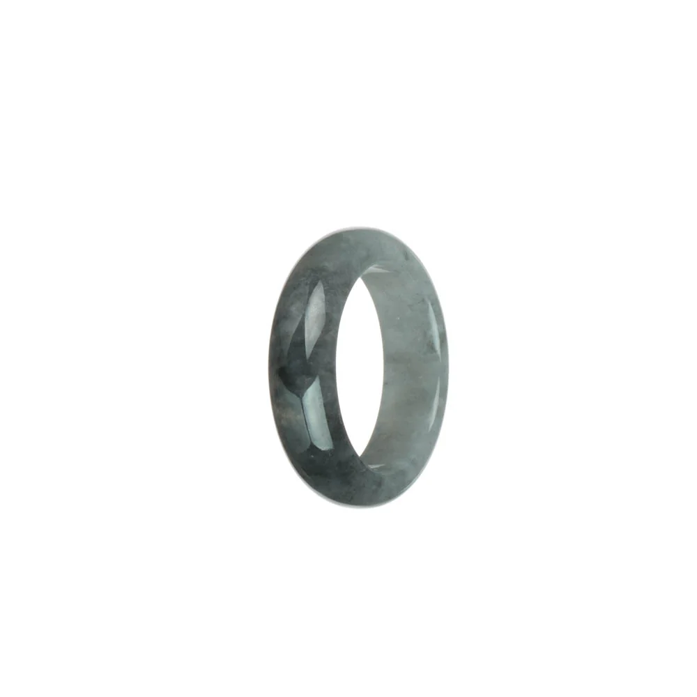 Real Grey with Black Burmese Jade Ring - US 9.5 - Image 3