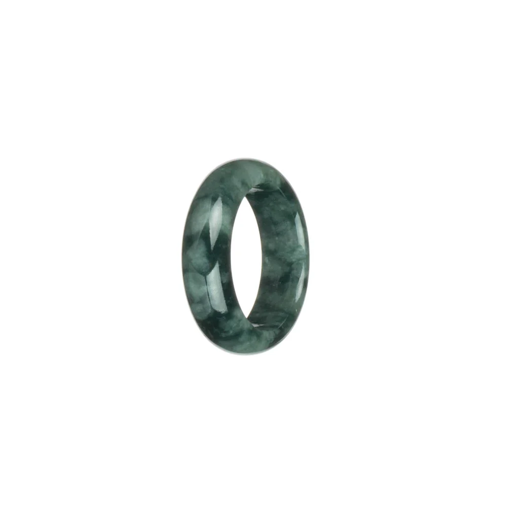 Certified Grey with Dark Green Pattern Jade Ring - US 8.25 - Image 3