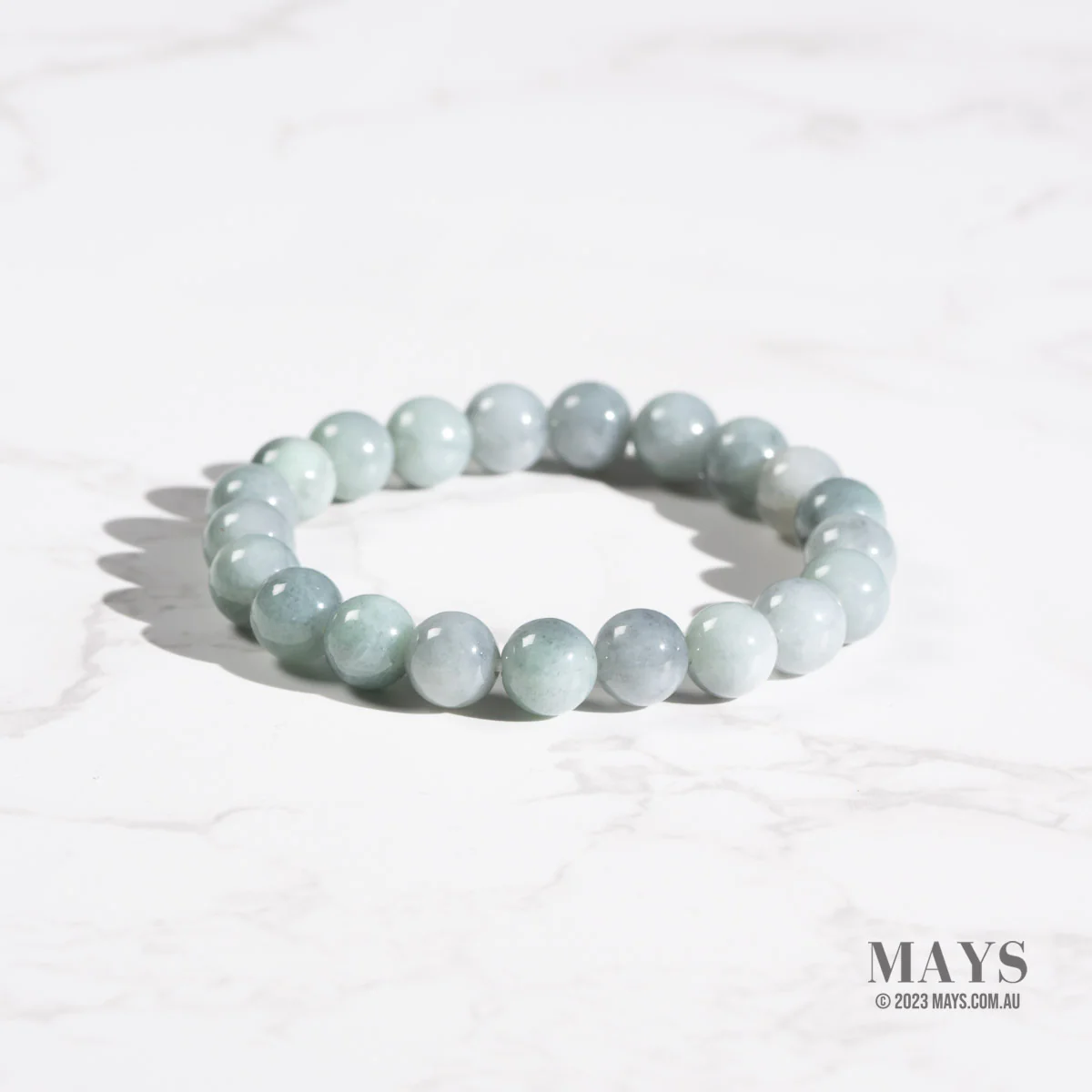 Greyish Green Jade Bead Bracelet - 9mm - Image 3