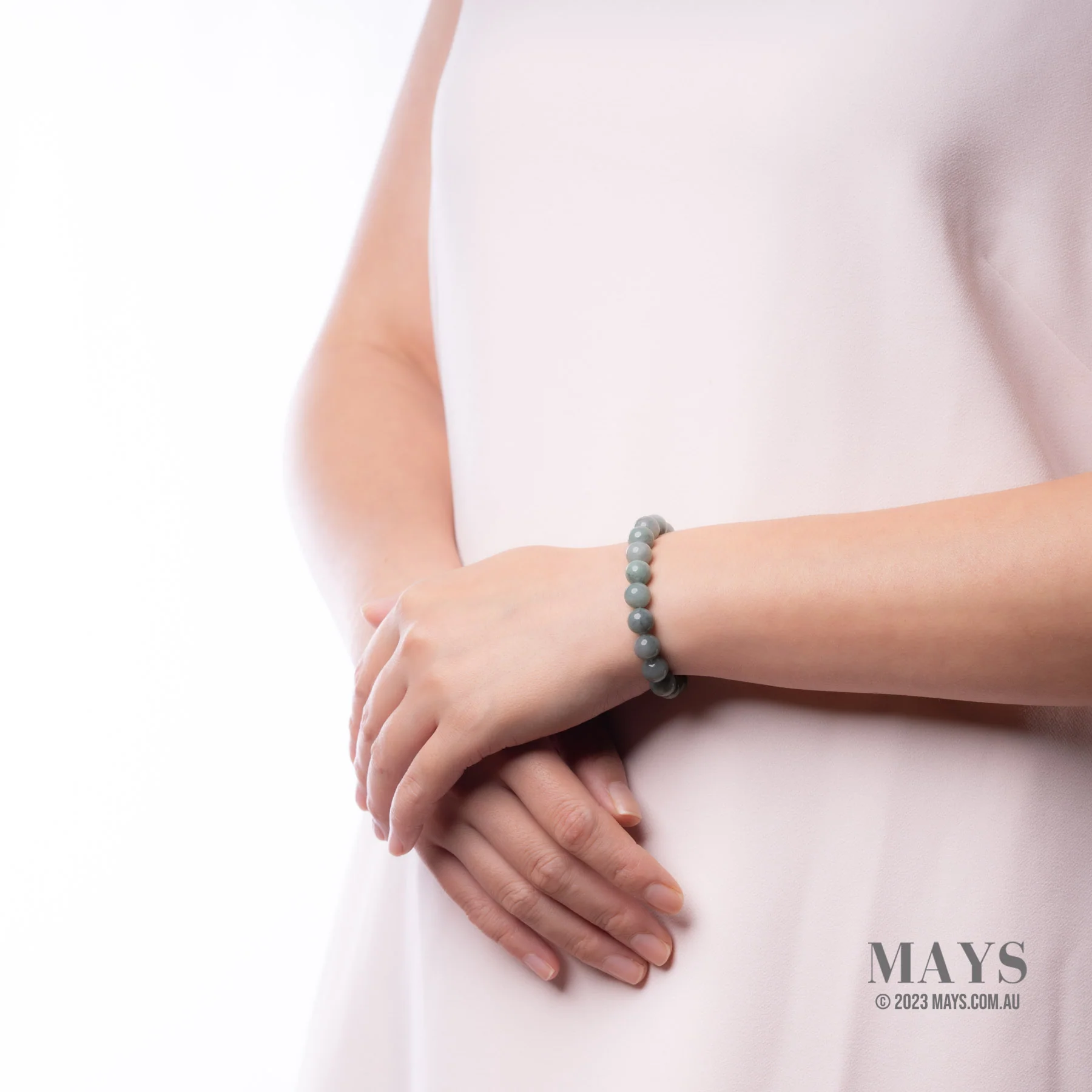 Greyish Green Jade Bead Bracelet - 9mm - Image 4