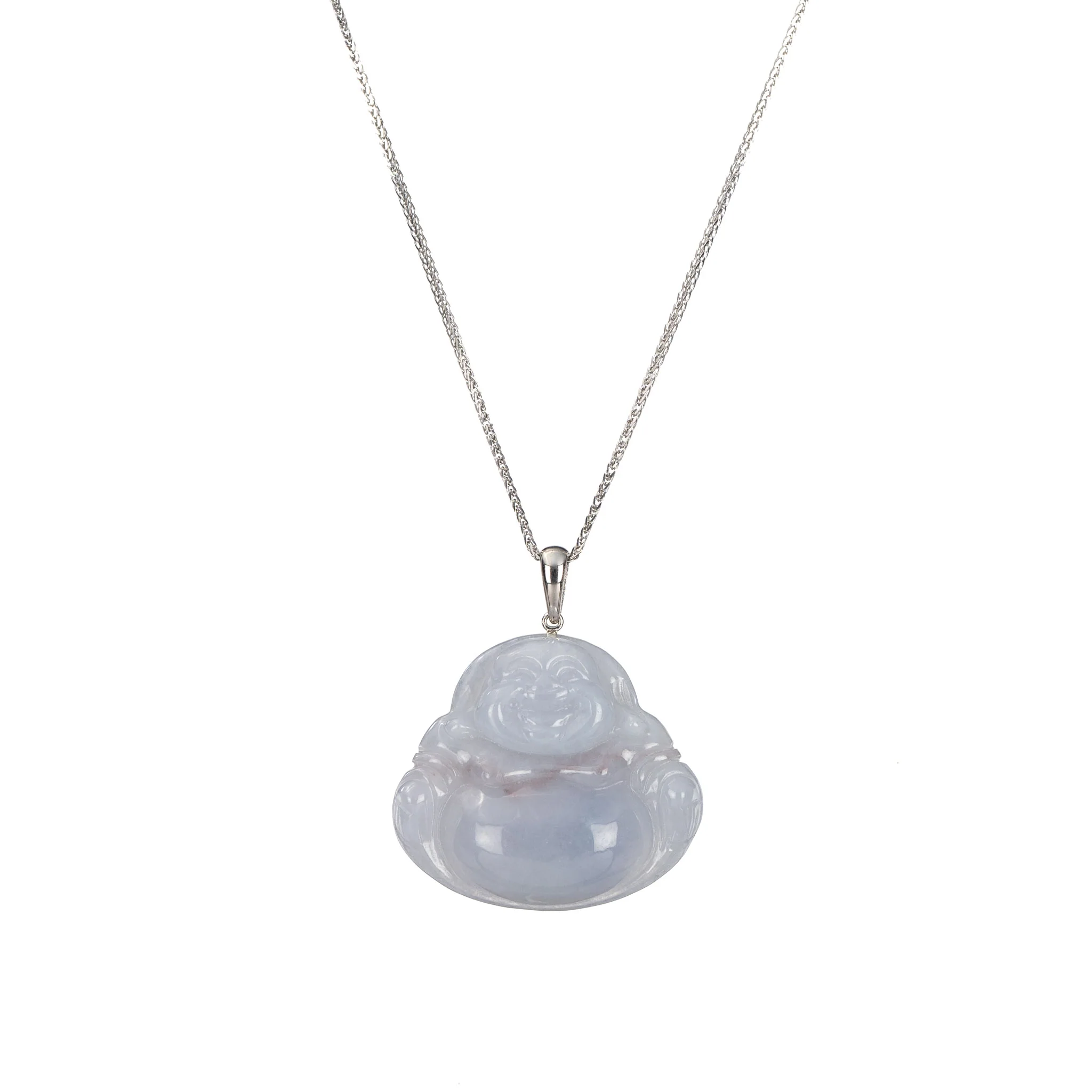 Greyish Lavender Laughing Buddha Jade Pendant