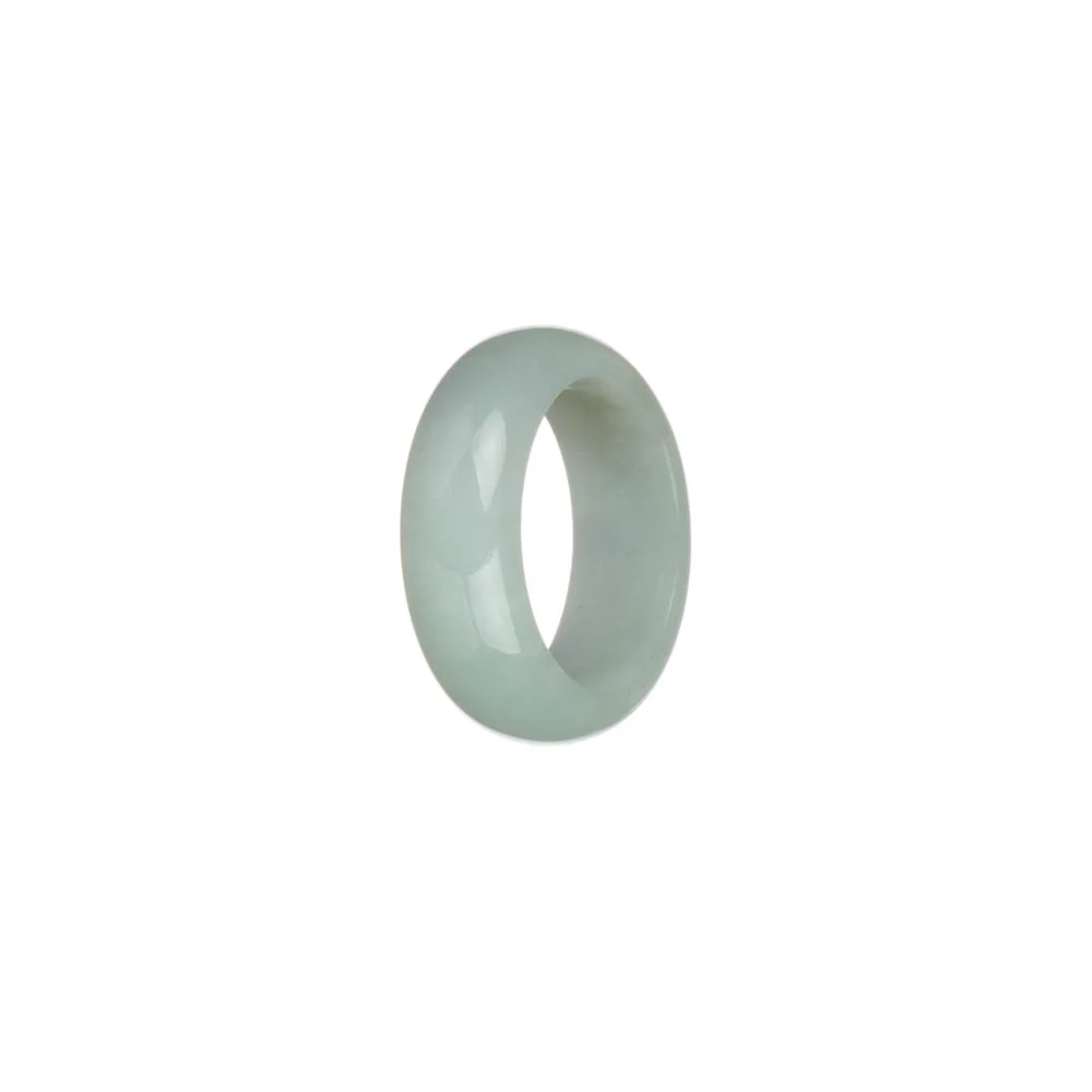 Authentic Greyish White with Light Brown Patch Burma Jade Ring - US 8.25 - Image 2