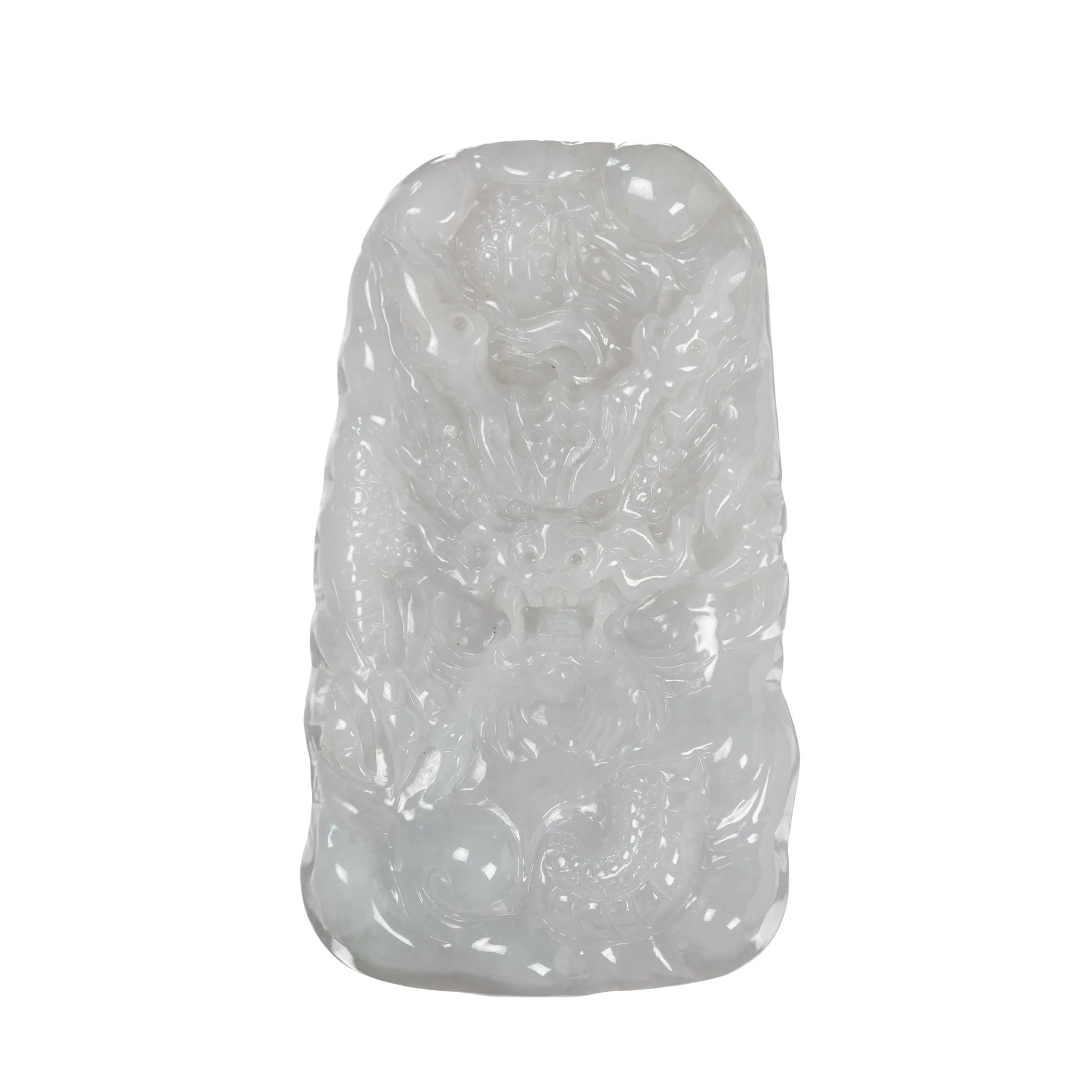 Handcrafted White Jade Dragon Pendant