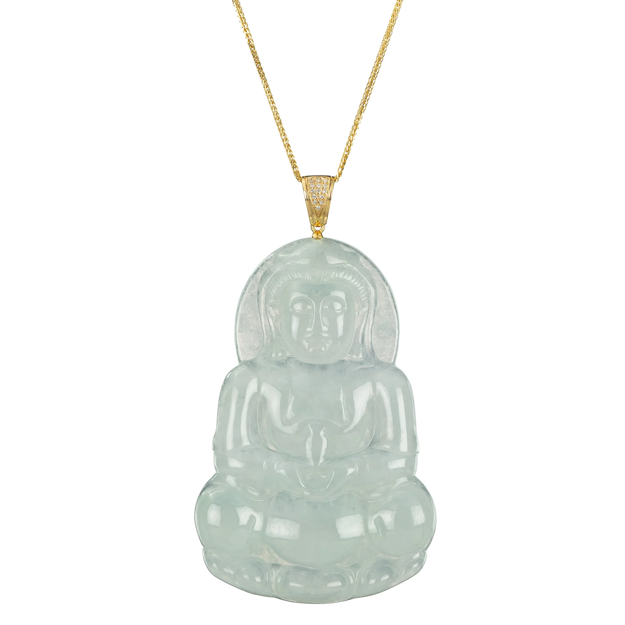 Highly Translucent GuanYin Jade Pendant
