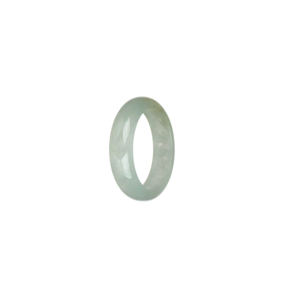 Authentic Icy Light Grey and White Burmese Jade Ring - US 8 - Image 2