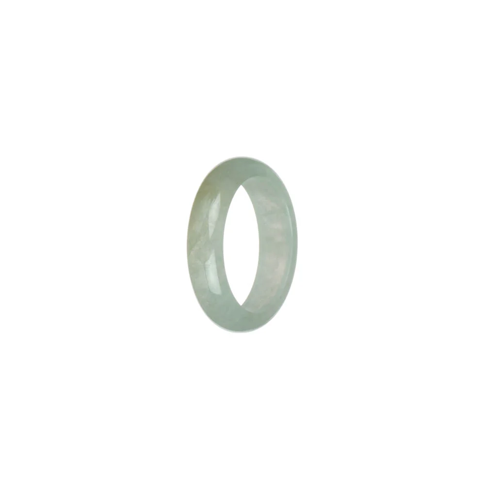 Authentic Icy Light Grey and White Burmese Jade Ring - US 8 - Image 3
