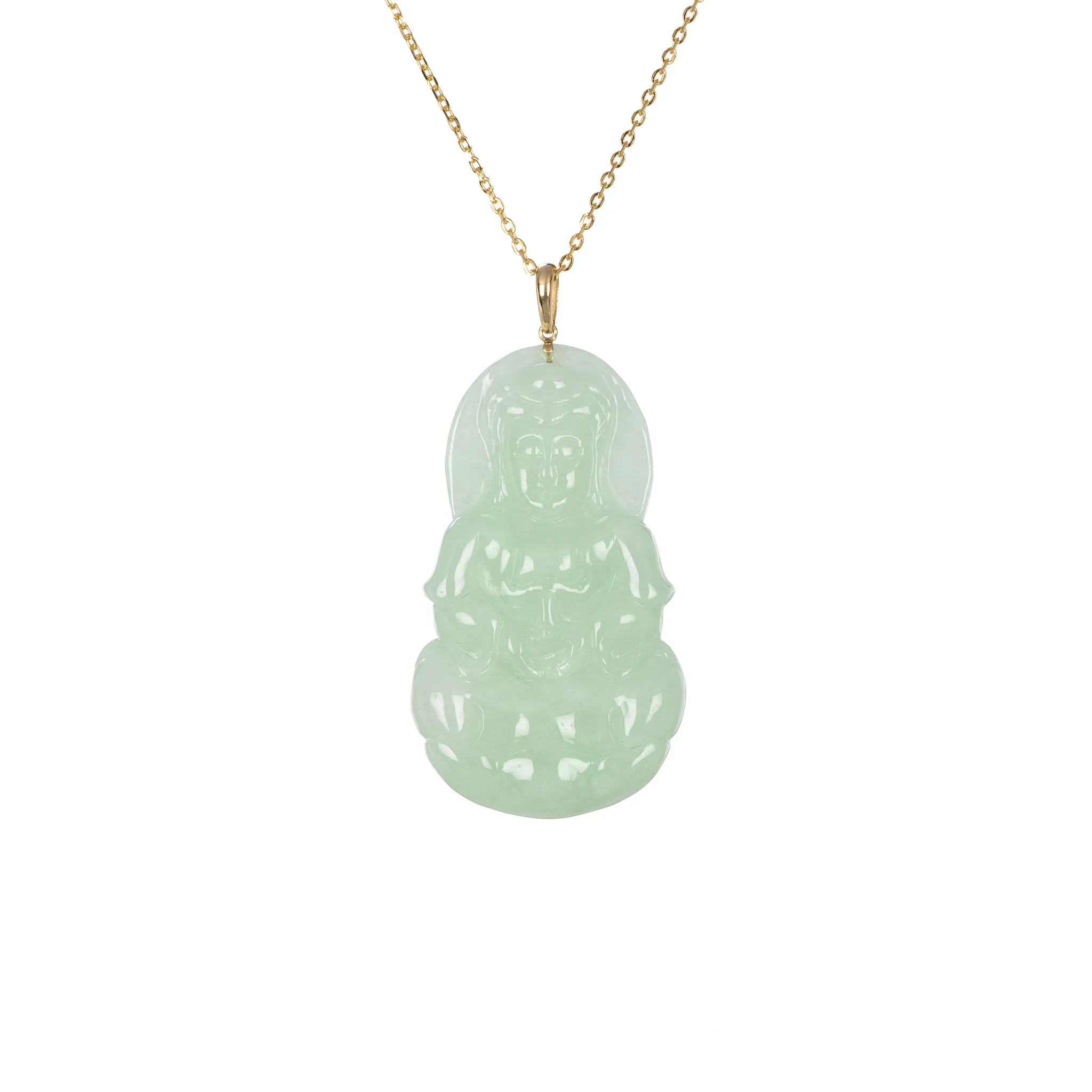 Ideali GuanYin Jadeite Jade 18K Gold Necklace - Image 2