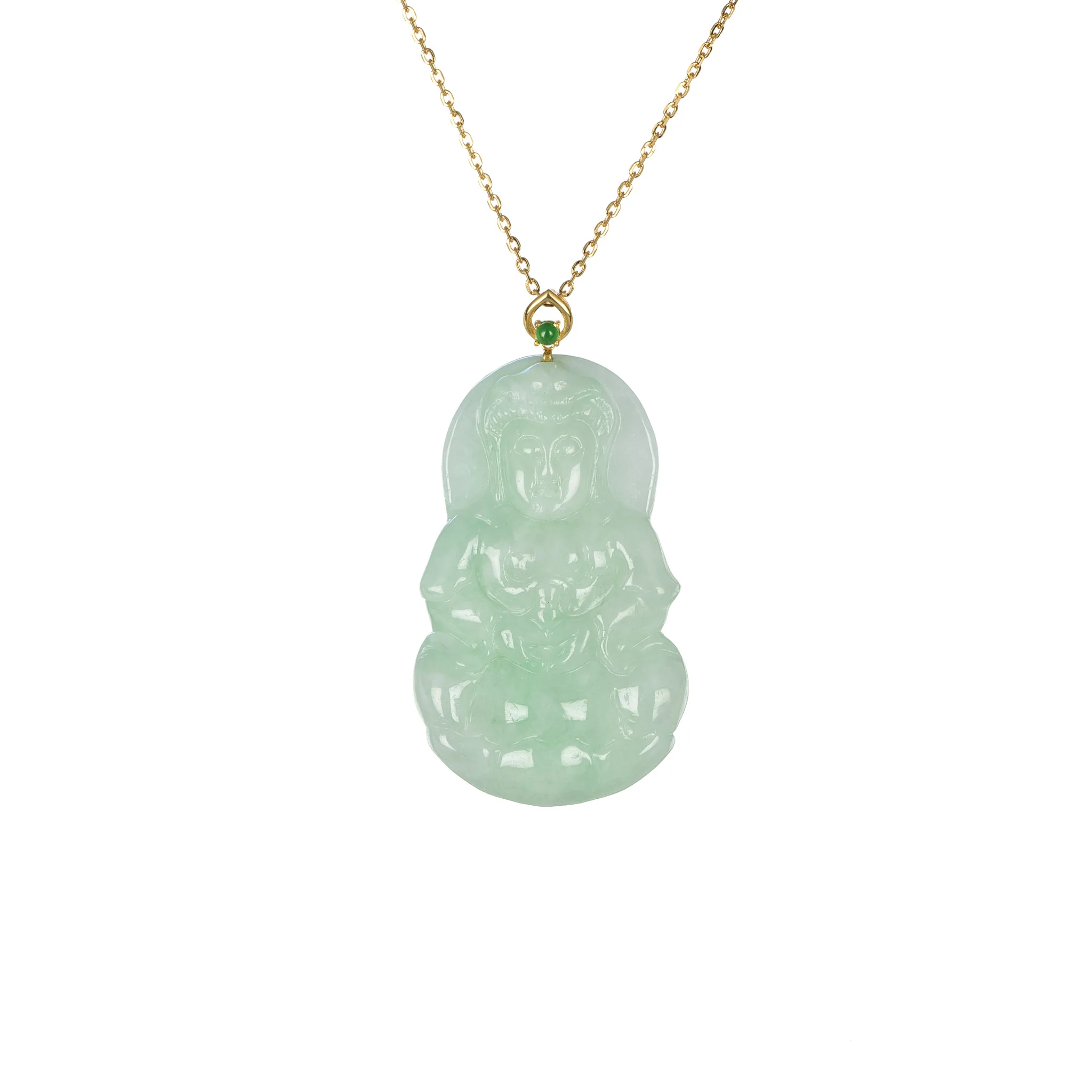 Ideali GuanYin Jadeite Jade 18K Gold Necklace - Image 3