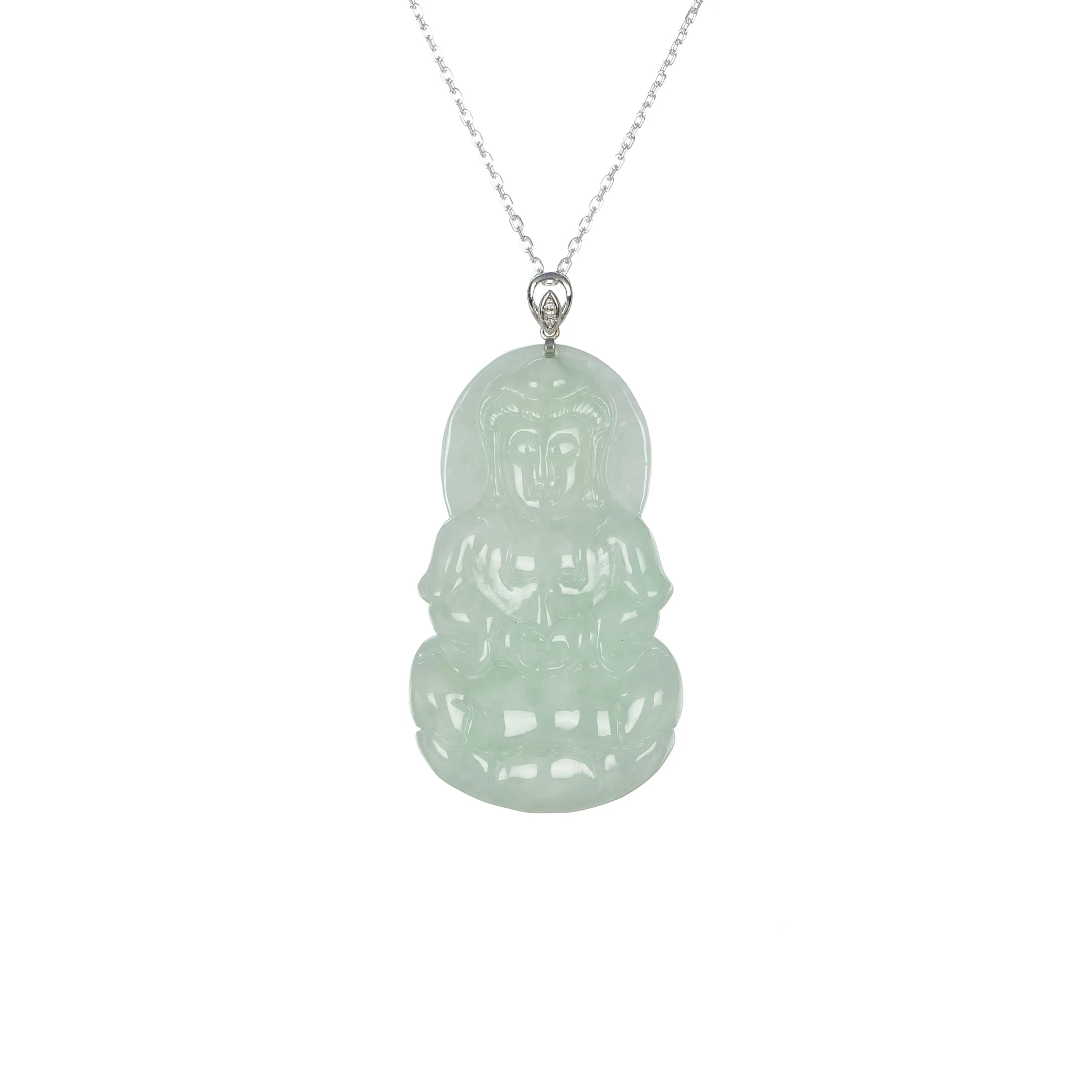 Ideali GuanYin Jadeite Jade 18K Gold Necklace - Image 4