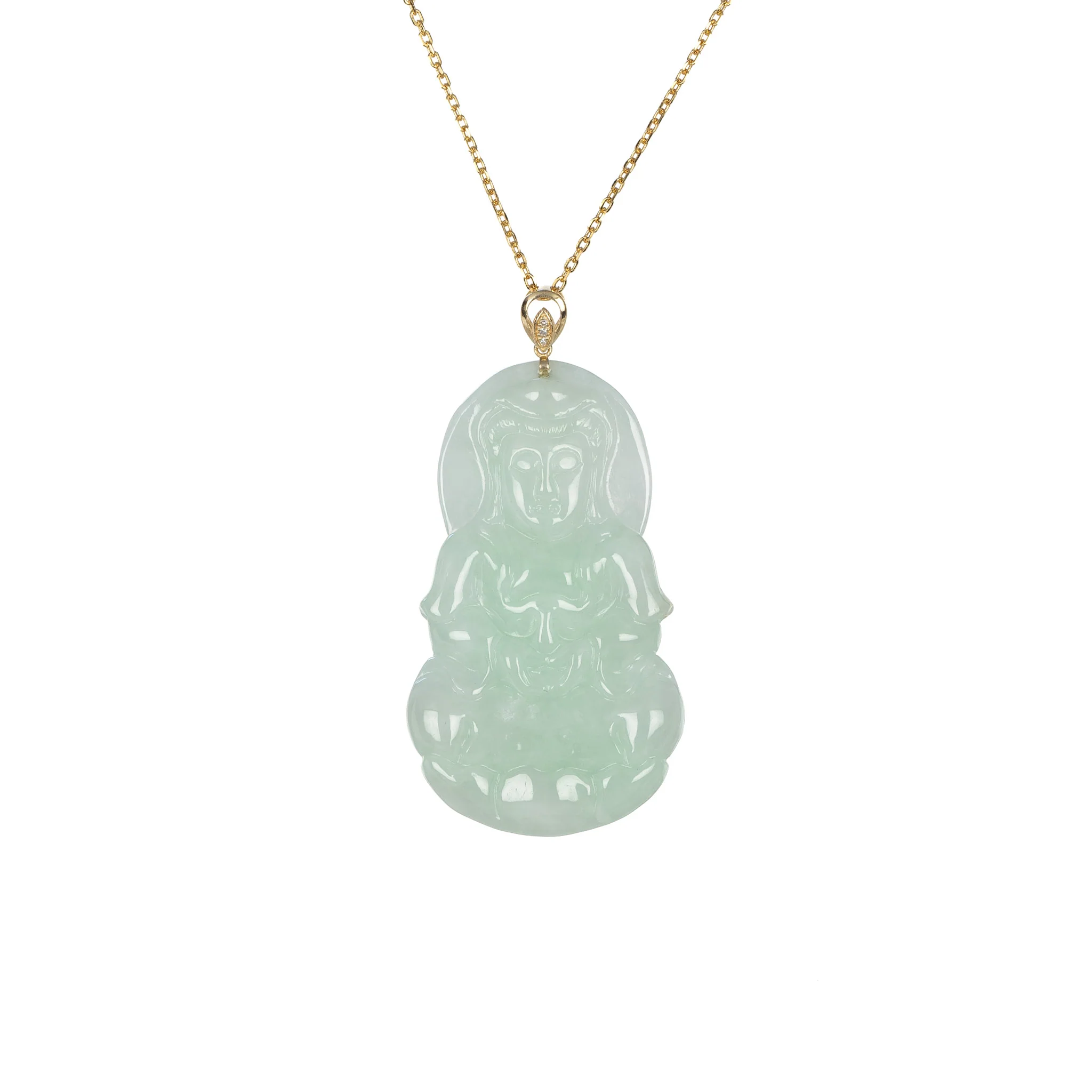 Ideali GuanYin Jadeite Jade 18K Gold Necklace - Image 5