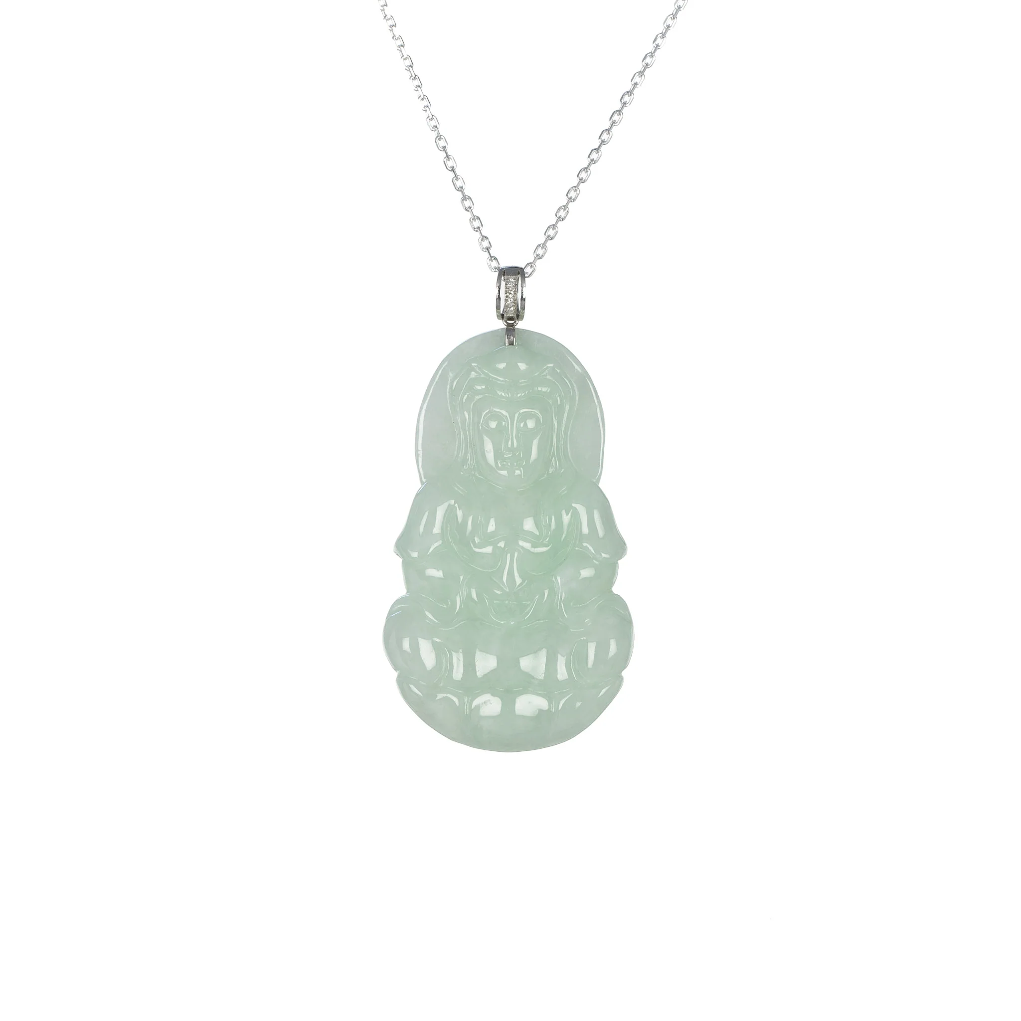 Ideali GuanYin Jadeite Jade 18K Gold Necklace - Image 6