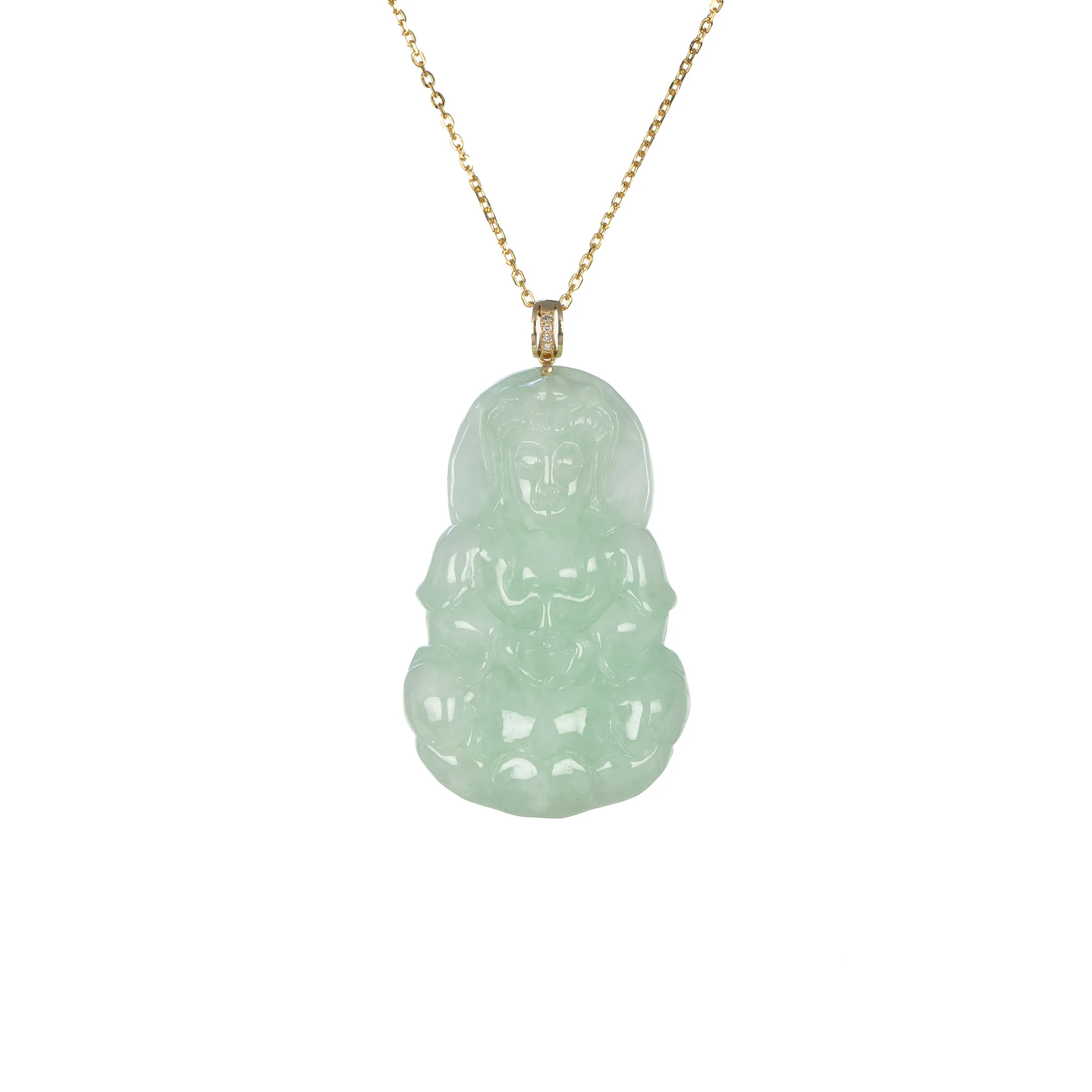 Ideali GuanYin Jadeite Jade 18K Gold Necklace - Image 7