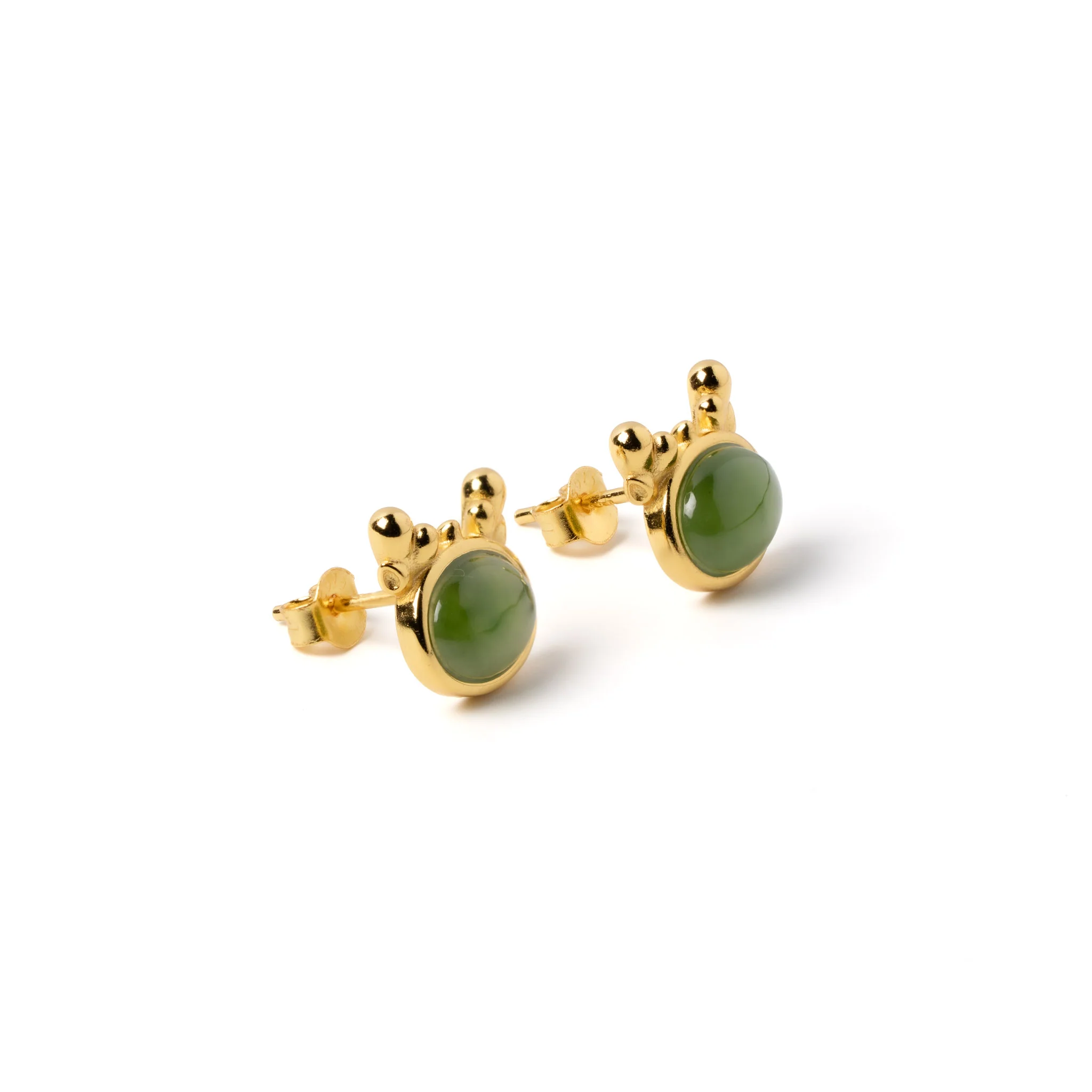 Jade Dragonling – Nephrite Jade Stud Earrings in Gold Vermeil - Image 2