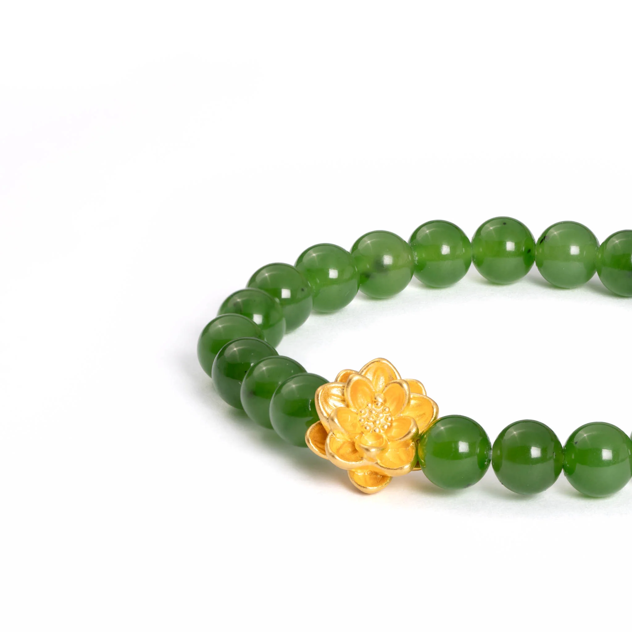Jade Lotus Bracelet with 24K Pure Gold - Image 2
