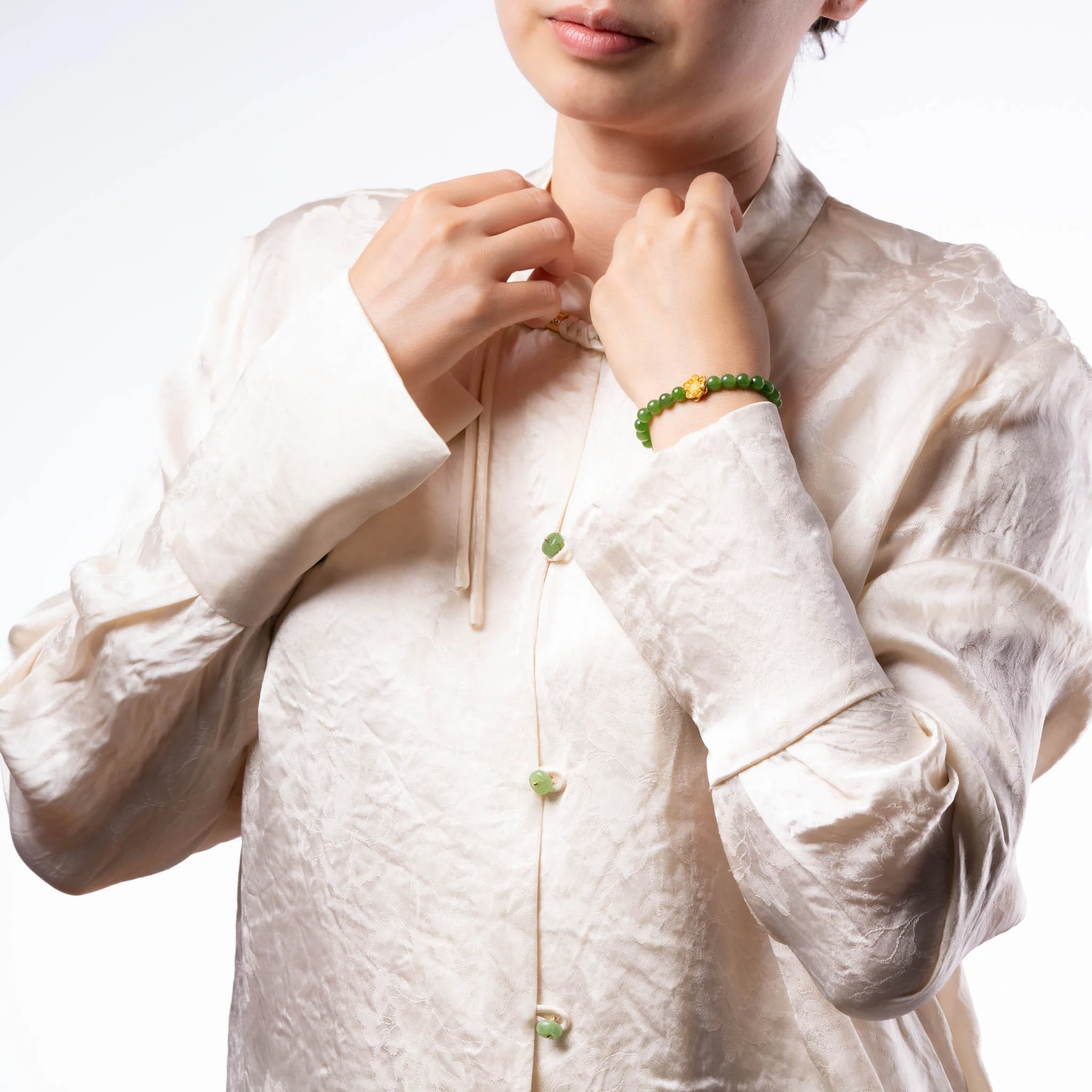 Jade Lotus Bracelet with 24K Pure Gold - Image 5