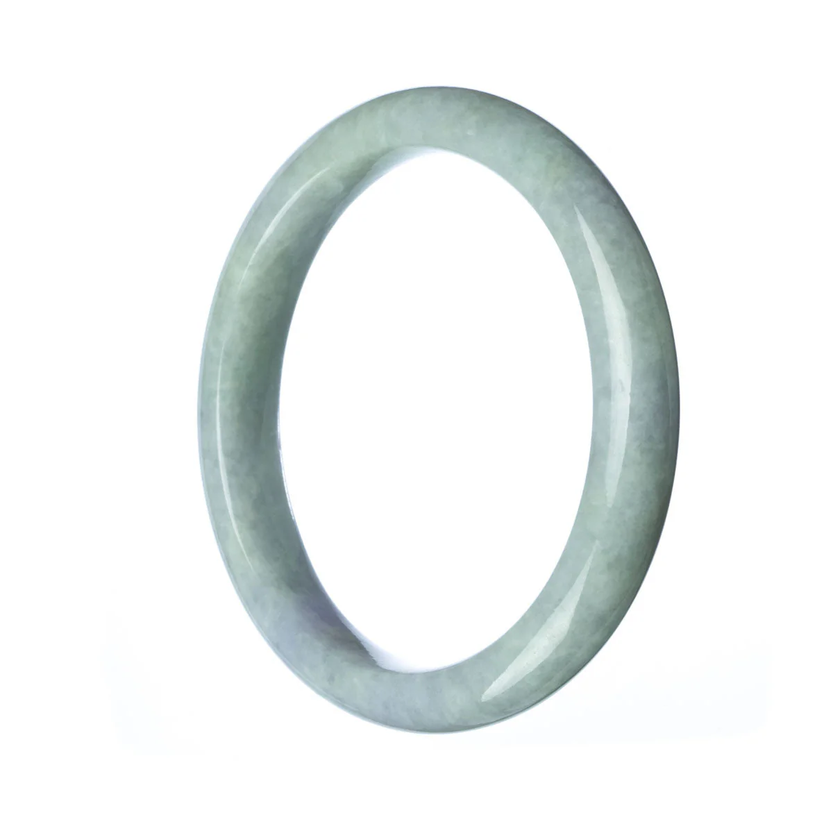 Real Natural Lavender White Jade Bangle - 62mm Semi Round