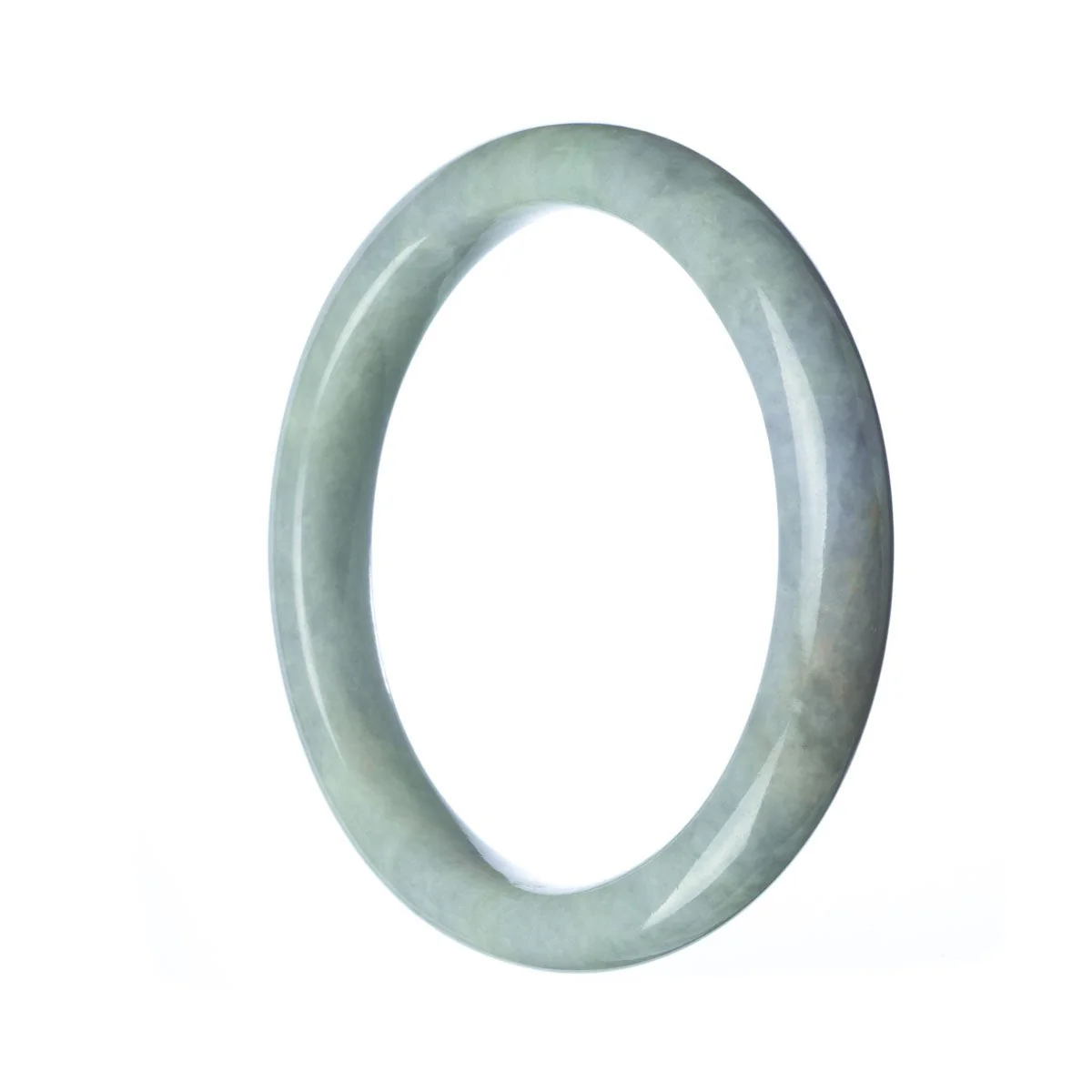 Real Natural Lavender White Jade Bangle - 62mm Semi Round - Image 2