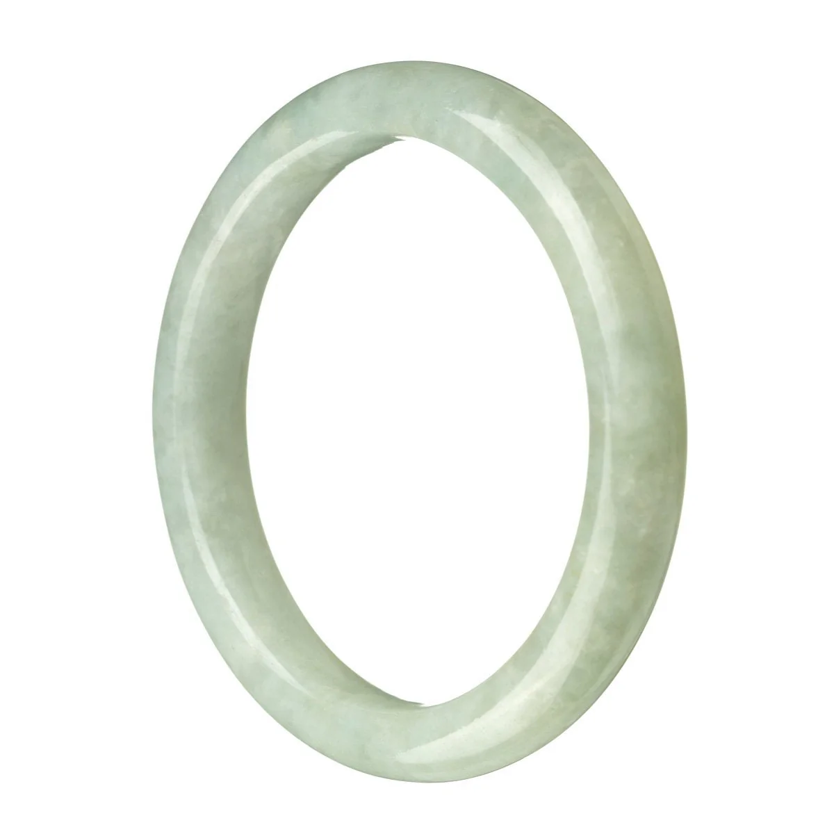 Genuine Grade A Light Green Traditional Jade Bangle Bracelet - 63mm Semi Round