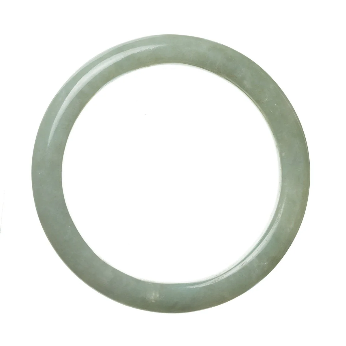 Genuine Grade A Light Green Traditional Jade Bangle Bracelet - 63mm Semi Round - Image 2