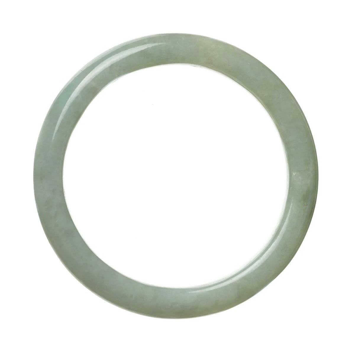 Genuine Grade A Light Green Traditional Jade Bangle Bracelet - 63mm Semi Round - Image 3