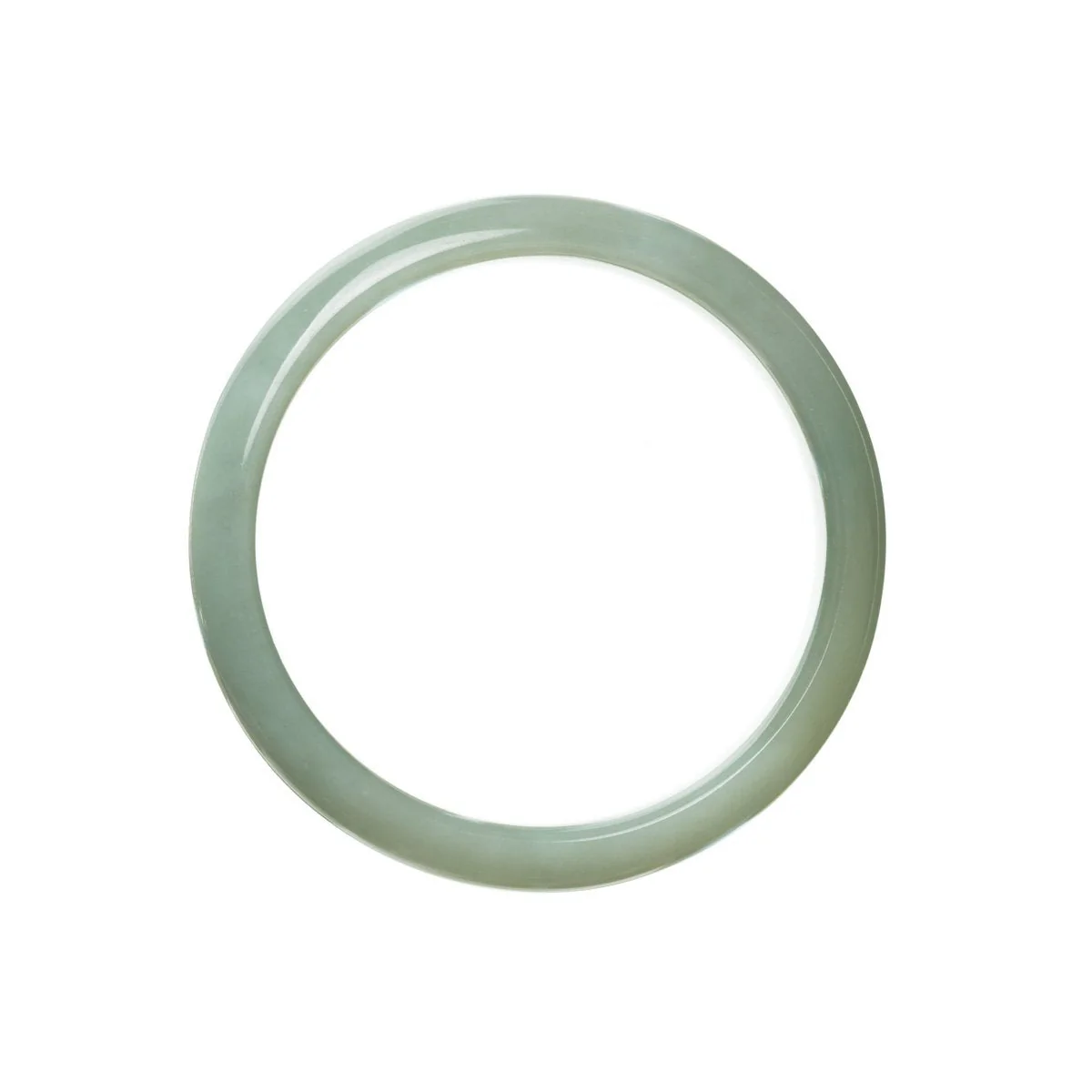 Real Grade A Light Green Burma Jade Bangle Bracelet - 56mm Half Moon - Image 3