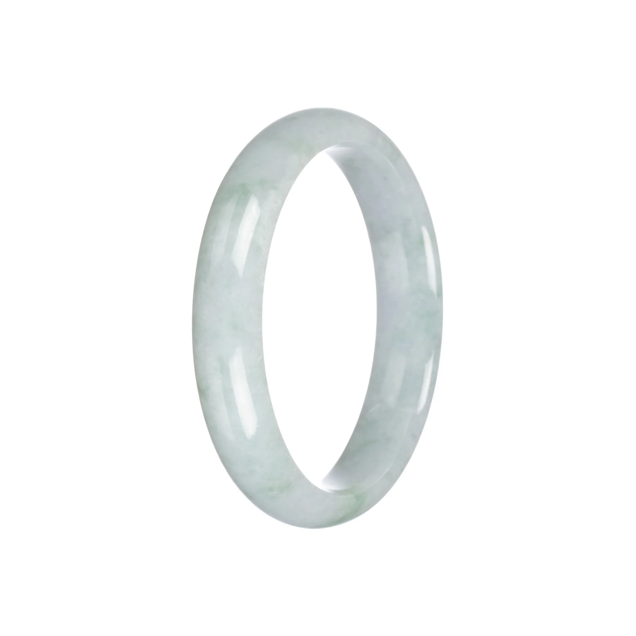 Real Grade A Light Green Traditional Jade Bangle - 57mm Half Moon - Image 4