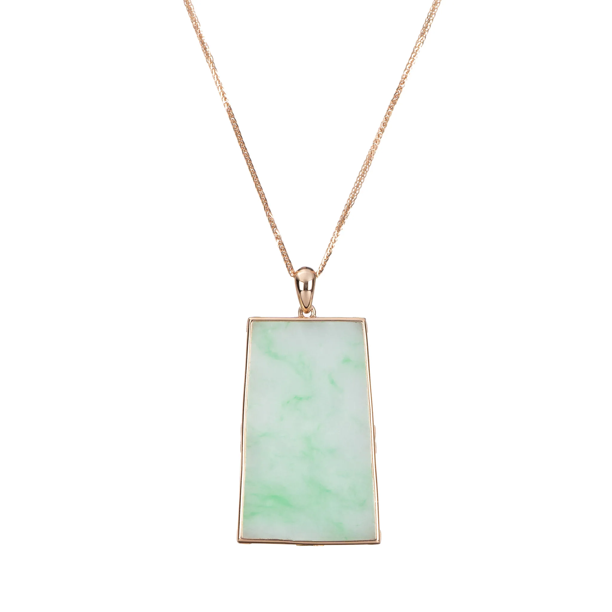 Light Green Floral Pattern Jadeite Jade Pendant - Floral Frame