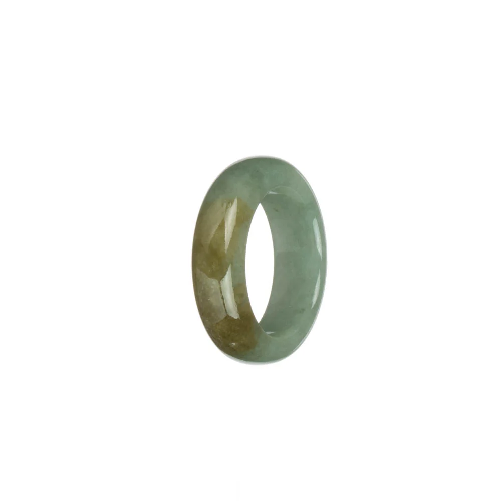 Genuine Light Green with Brown Burmese Jade Ring - US 9.5 - Image 3