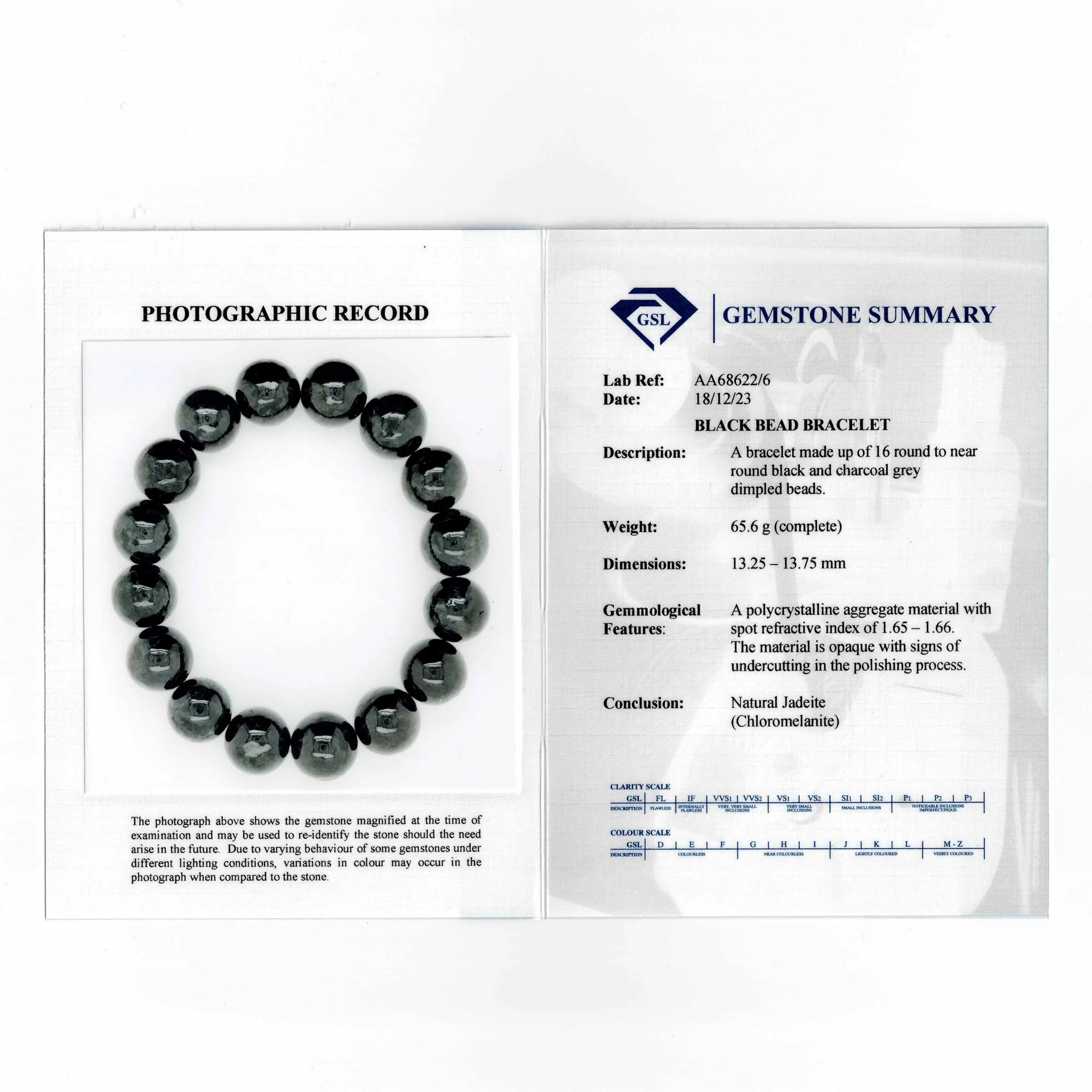 Mens Black Jadeite Jade Bead Bracelet - 13mm - Image 4