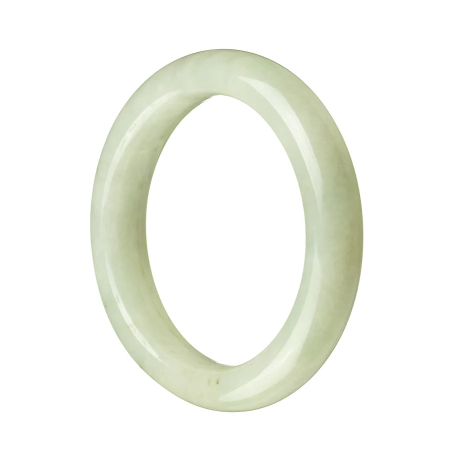 Genuine Grade A Milk Jade Bangle - 56mm Half Moon