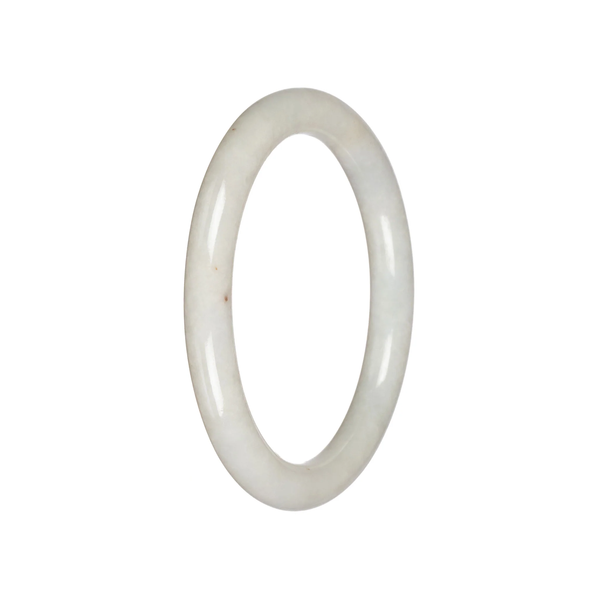 Natural Creamy White Jade Bangle Bracelet - 60mm Petite Round - Image 2